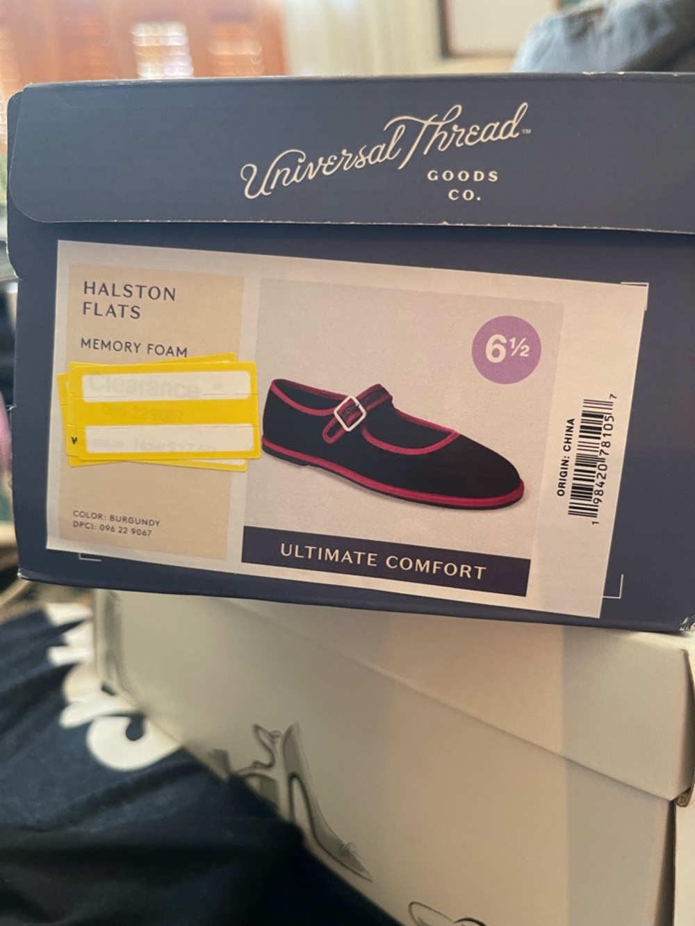 Universal Thread Burgundy Mary Jane Flats with Pink Trim - Picture 2 of 2